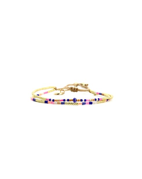 Bracelet Bonifacio Sunset Alya bleu royal, rose fluo, saumon, caramel, doré