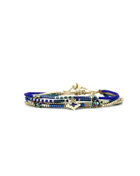 Bracelet Majorelle Inaya bleu, champagne, doré