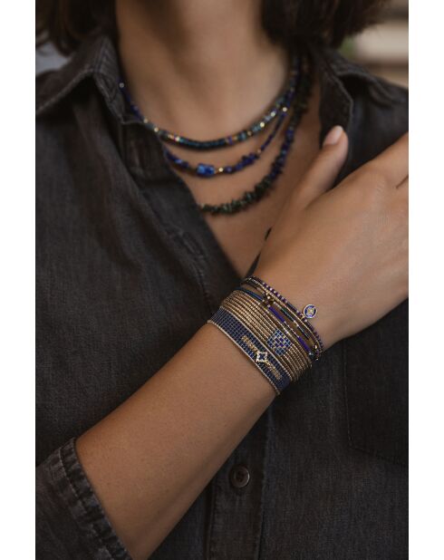 Bracelet Majorelle Inaya bleu, champagne, doré
