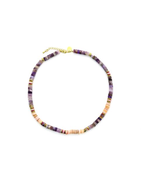 Collier Mathilde  mauve, saumon, doré