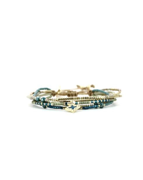 Bracelet Émeraude Paradise Inaya vert émeraude, bleu, champagne, doré