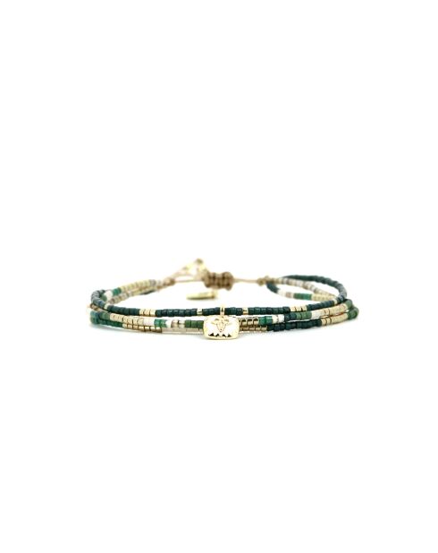 Bracelet Vert de Jade Alma camaïeu de vert, champagne, doré