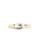 Bracelet Rainbow Kiss Saly rose fluo, corail rosé fluo, vert fluo, argent