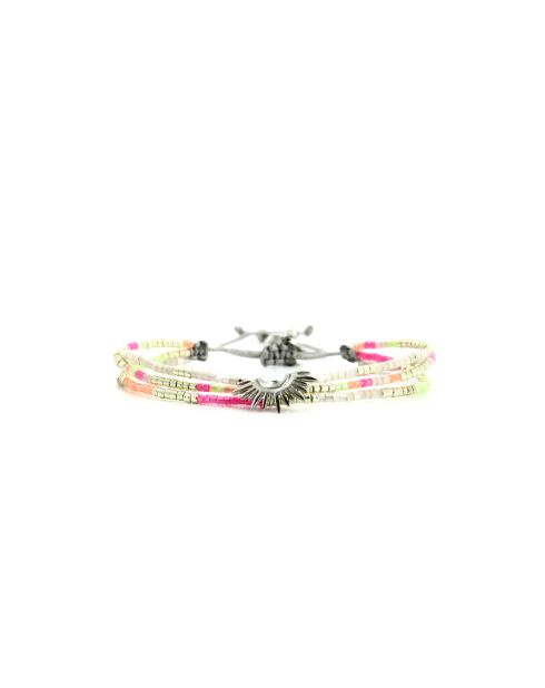 Bracelet Rainbow Kiss Saly rose fluo, corail rosé fluo, vert fluo, argent
