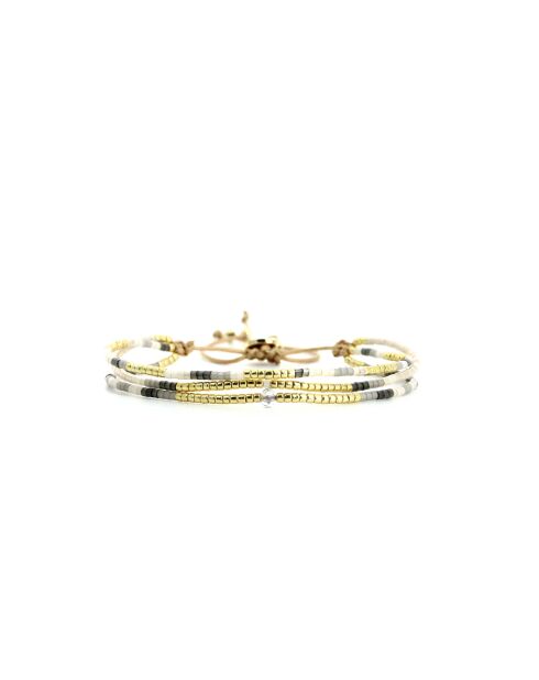 Bracelet Grey Sand Agathe Camaïeu de gris, blanc, doré