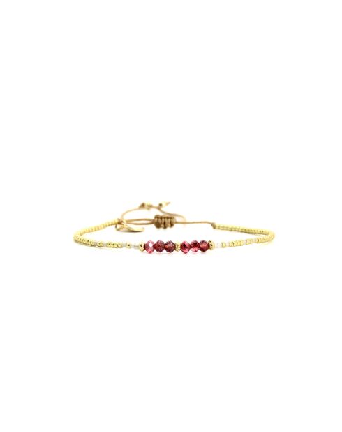 Bracelet Plum Bubble Elena prune, rose poudré, nacre, doré