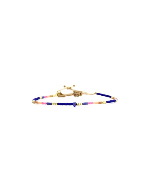 Bracelet Bonifacio Sunset Emma bleu royal, rose fluo, saumon, caramel, doré