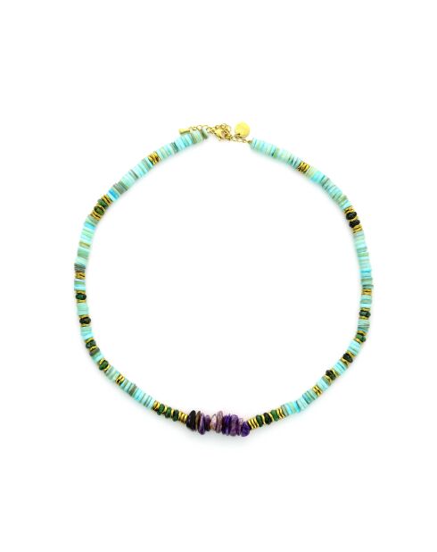 Collier Alison  bleu ciel, doré