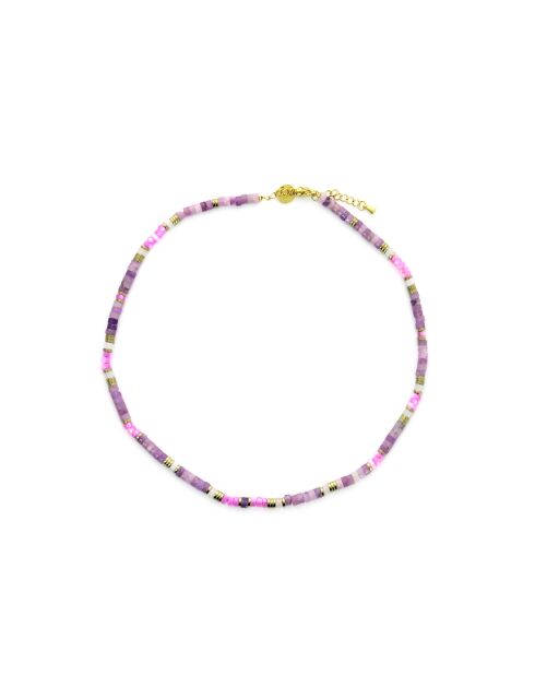 Collier Mila  mauve, rose, doré
