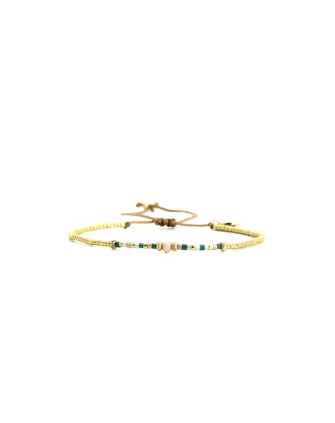 Bracelet Sweet Cactus Julia vert émeraude, rose pastel, vert d'eau, nacre, doré