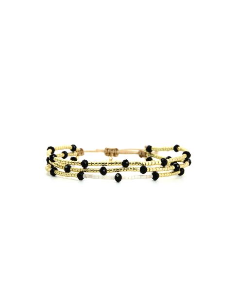 Bracelet Sable Noir Léonie noir, blanc, nacre, doré