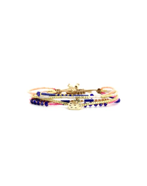 Bracelet Bonifacio Sunset Fanny bleu royal, rose fluo, saumon, caramel, doré
