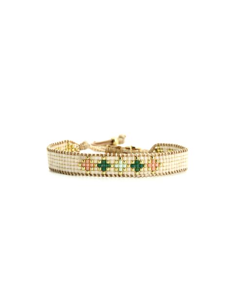 Bracelet Sweet cactus Alba vert émeraude, rose pastel, vert d'eau, nacre, doré