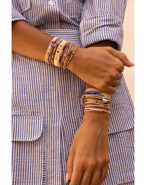 Bracelet Bonifacio Sunset Célia bleu royal, rose fluo, saumon, caramel, doré