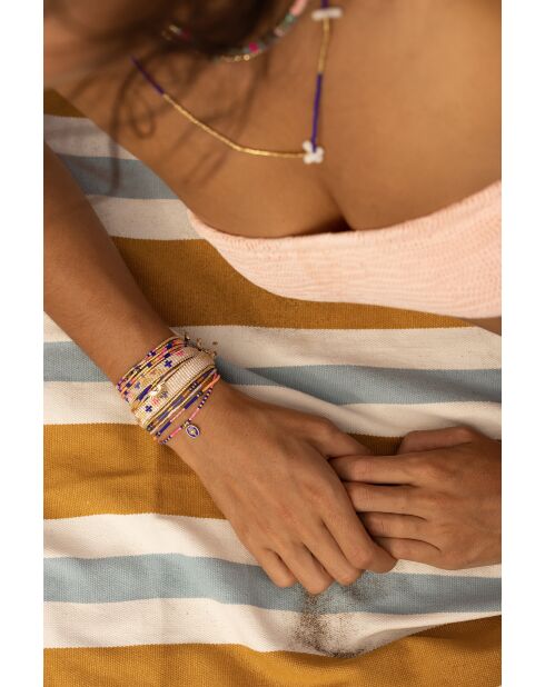 Bracelet Bonifacio Sunset Célia bleu royal, rose fluo, saumon, caramel, doré
