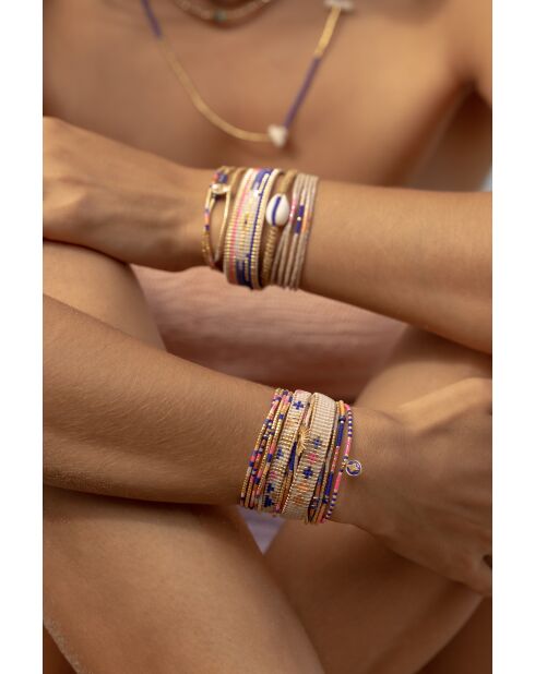 Bracelet Bonifacio Sunset Célia bleu royal, rose fluo, saumon, caramel, doré