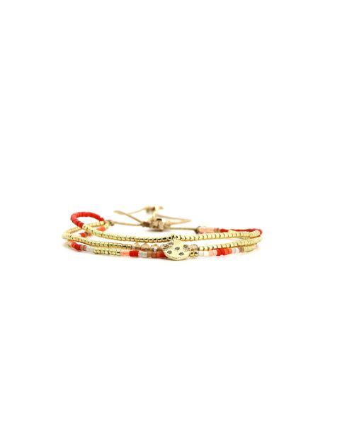 Bracelet Corail Mango Swen rouge corail, saumon rosé, blanc, doré