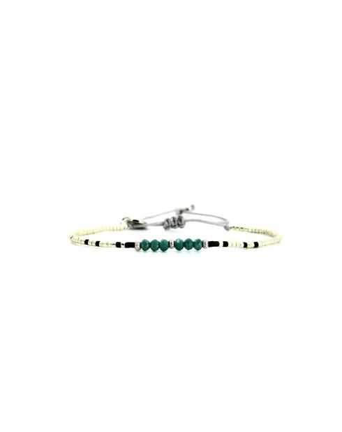 Bracelet Calanque d'En Vau Elena Vert turquoise, noir, argent