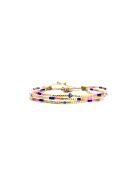 Bracelet Bonifacio Sunset Agathe bleu royal, rose fluo, saumon, caramel, doré