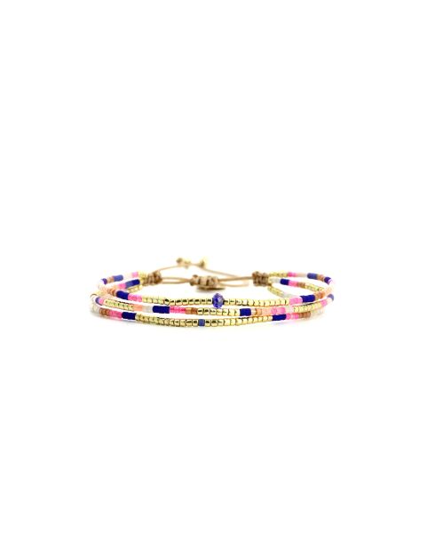 Bracelet Bonifacio Sunset Agathe bleu royal, rose fluo, saumon, caramel, doré