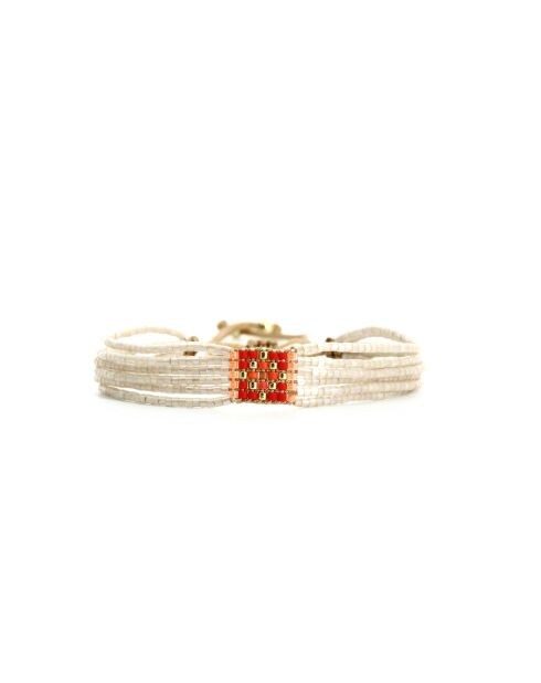 Bracelet Corail Mango Keira rouge corail, saumon rosé, blanc, doré