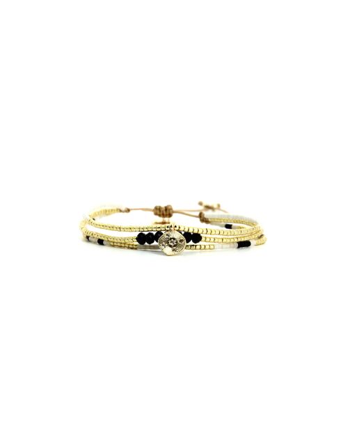 Bracelet Sable Noir Swen noir, blanc, nacre, doré