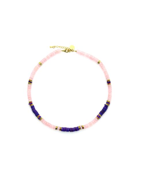 Collier Mathilde  rose, violet, doré