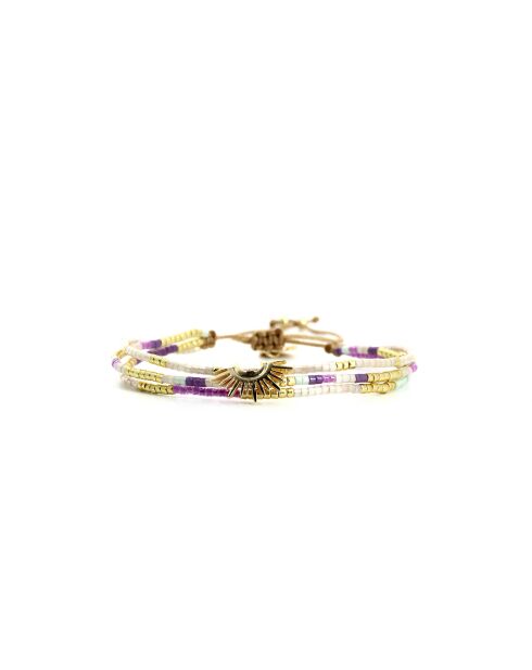 Bracelet Pretty Woman Saly mauve, violet orchidée, vert d'eau, doré