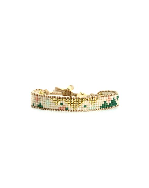 Bracelet Sweet cactus Chloé vert émeraude, rose pastel, vert d'eau, nacre, doré