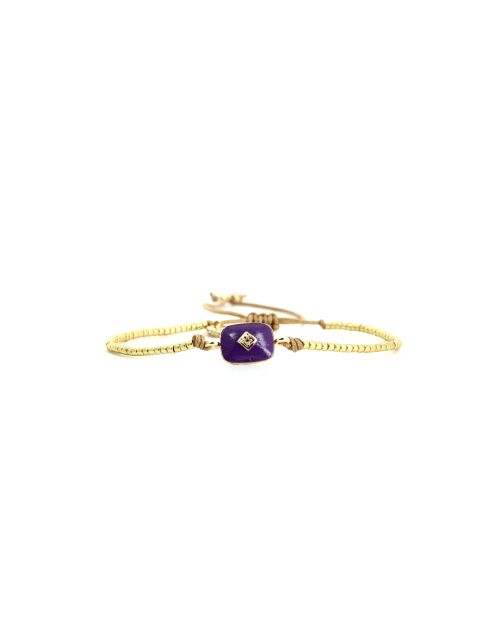 Bracelet Turquoise Paradise Alix turquoise, vert émeraude, mauve, nacre, doré