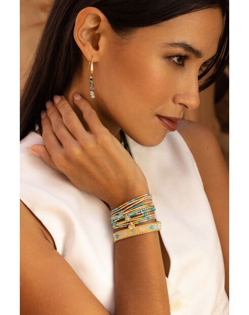 Bracelet Bora Bora Célia Turquoise, blanc, doré