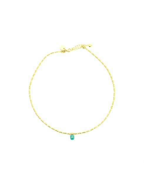 Collier June  turquoise, doré