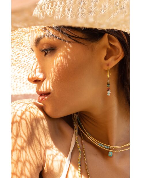 Collier June  turquoise, doré