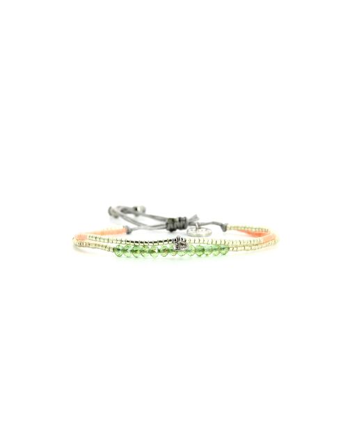 Bracelet Rainbow Kiss Ella rose fluo, corail rosé fluo, vert fluo, argent