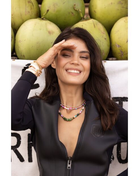 Collier June  noir, doré