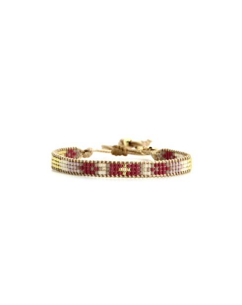 Bracelet Plum Bubble Lina prune, rose poudré, nacre, doré