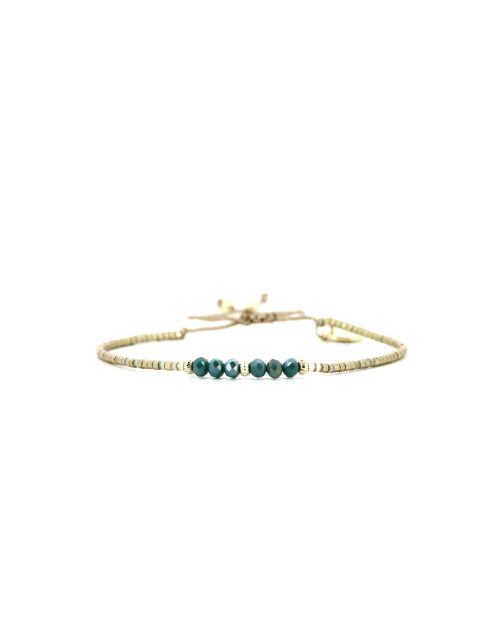 Bracelet Émeraude Paradise Elena vert émeraude, bleu, champagne, doré