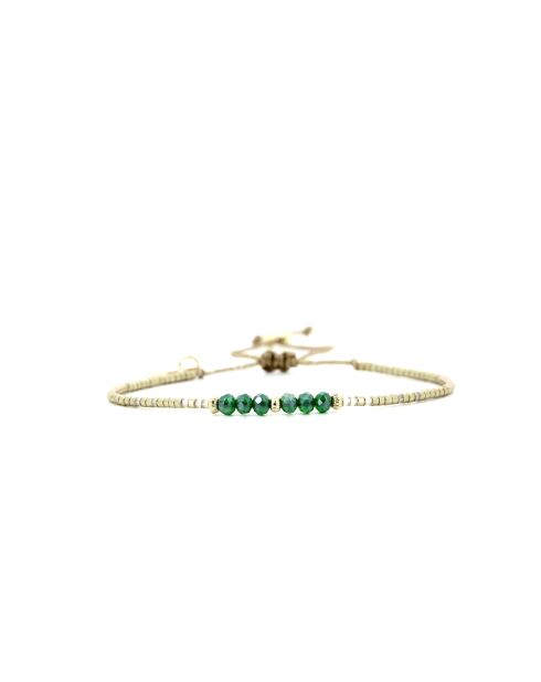 Bracelet Vert de Jade Elena camaïeu de vert, champagne, doré
