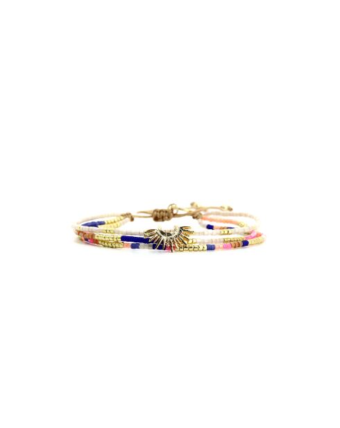 Bracelet Bonifacio Sunset Saly bleu royal, rose fluo, saumon, caramel, doré