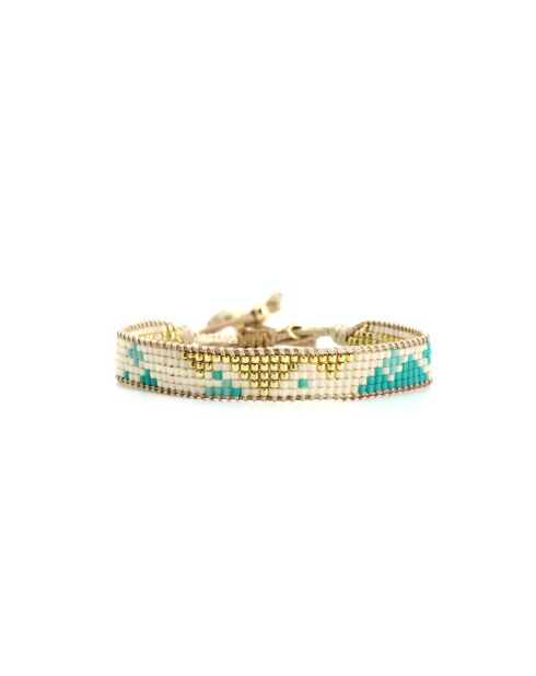 Bracelet Bora Bora Chloé Turquoise, blanc, doré