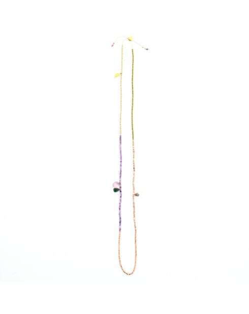 Sautoir Charlie  rose, mauve, argent, doré, rose doré