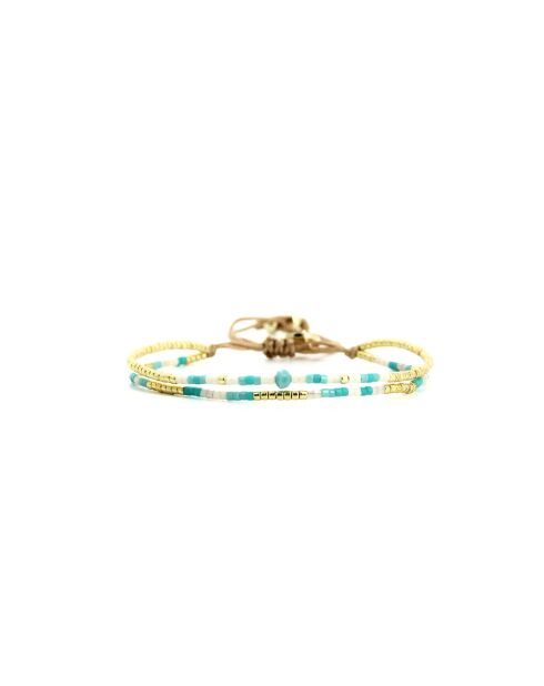 Bracelet Bora Bora Alya Turquoise, blanc, doré