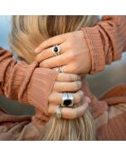 Bague Triple en Argent et Laiton, Onyx verte