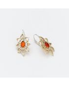 Boucles d'Oreilles Argent et Laiton Hanie Verre Teinté Orange