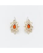 Boucles d'Oreilles Argent et Laiton Hanie Verre Teinté Orange