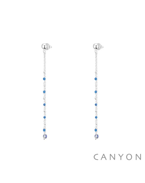 Boucles d'Oreilles Argent Emma Calcédoine Bleue