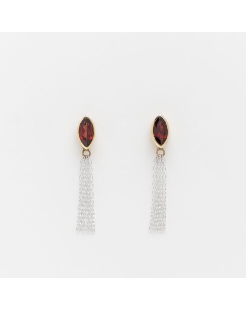 Boucles d'Oreilles en Argent et Laiton rouges