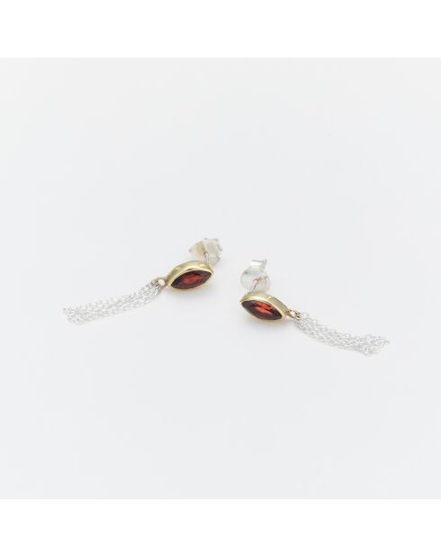 Boucles d'Oreilles en Argent et Laiton rouges