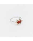 Bague Argent et Laiton, Cornaline orange
