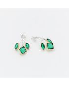 Boucles d'Oreilles Argent et Laiton Candice Verre Teinté Vert